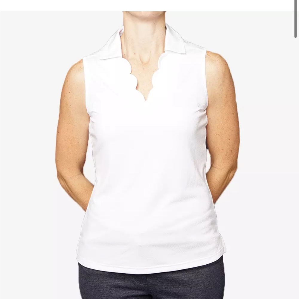 Pebble Beach Scallop Neck Sleeveless Polo